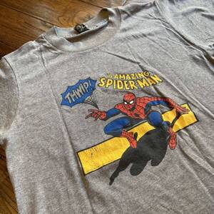 レア！80s USA製 Top Half TROPIX スパイダーマン アメコミ プリントTシャツ 半袖 Tシャツ ブラウン ビンテージ アメリカ古着