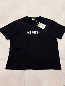 5208】新品3.0万【ASPESI / アスペジ　XL(52)　春夏モデル　ブロックフォントブランドロゴＴシャツ　オーバーシルエット】ブラック