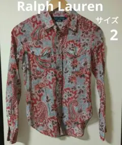 ☆ラルフローレン☆シャツ ブラウス スリムフィット 花柄 レッド サイズ2