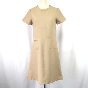 日本製☆イエナ/IENA☆裏地キュプラ/半袖ワンピース【size-FREE/膝下/ロング丈/春夏/ベージュ/beige】Tops/Shirts/Dress◇pBH612