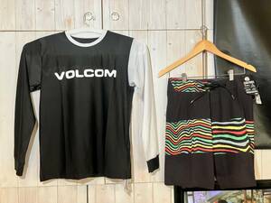 送料込 新品 VOLCOM ボルコム ラッシュガード サーフパンツ サイズM サイズ30 Brand Logo LS Surf Tee MACAW MOD 20 送料無料