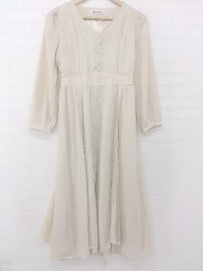 ◇ MISCH MASCH ミッシュマッシュ 長袖 膝下丈 ワンピース サイズM ベージュ系 レディース P