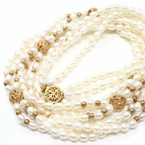 《K14 本真珠3連ネックレス》J 32.8g 約60cm pearl パール necklace ジュエリー jewelry EA4/EA4