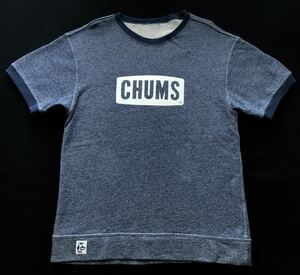 美品 チャムス 半袖 スウェット Tシャツ トリム リンガー ボックスロゴ　　デカロゴ CHUMS 柔らかい上質素材 アウトドア 柳7406