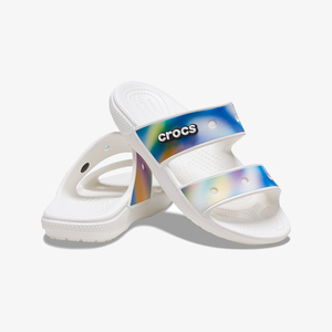 25cm クロックス クラシック ソーラライズド サンダル ホワイトｘマルチ Classic Solarized Sandal WhiteｘMulti M7W9 新品