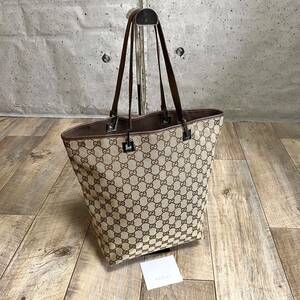 正規品☆GUCCI グッチ GG キャンバス トートバッグ ハンドバッグ ブラウン レザーバッグ ビジネス バッグ レディース メンズ オールド A4可