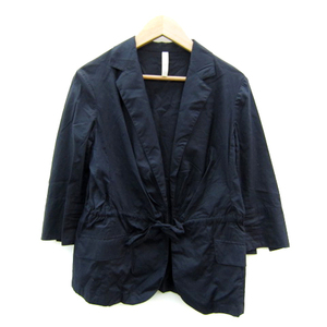 アンタイトル UNTITLED テーラードジャケット ミドル丈 シングルボタン 七分袖 無地 薄手 2 紺 ネイビー /SY46 レディース
