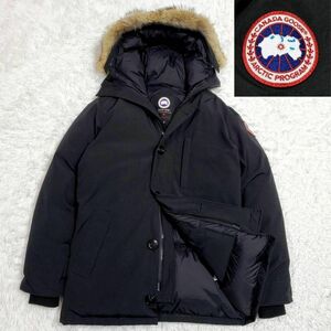 極美品 L カナダグース シャトーパーカ ダウンジャケット 黒 ファー フード CANADA GOOSE CHATEAU PARKA ロゴ ワッペン 3426JM ブラック