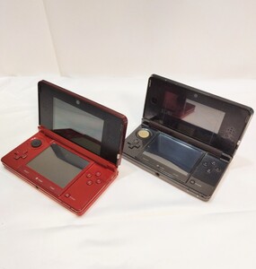 【Nintendo 3DS】 ニンテンドー3DS　本体 2点　通電のみ確認◯　レッド　ブラック_0IR_B1204-I00C