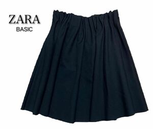 ZARA BASIC★ザラ★（M）裾切りっぱなし フレアスカート/ダークネイビー