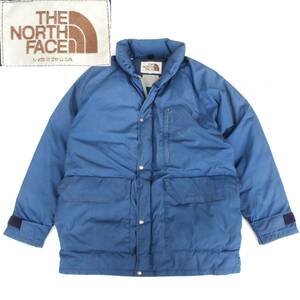 (80117)THE NORTH FACEノースフェイスMADE IN USA茶タグ ダウンジャケットXL (アメリカ製ブルー青TALON製ジッパー オールド ヴィンテージ)