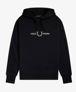 「FRED PERRY」 プルオーバーパーカー S ブラック メンズ