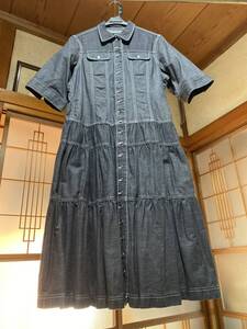 "超お買得"未着？6,900円PHデニム黒半袖ワンピ（ジェデイックス製品、Freeサイズ）定番なワンピは羽織にも