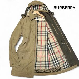 美麗品◎Lサイズ!!バーバリー【2014AWモデル】BURBERRY ビッグ ノバチェック 比翼 ステンカラーコート ロングコート ベージュ 秋冬◎メンズ