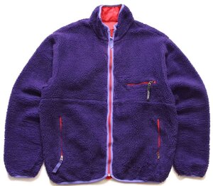 ★90s USA製 patagoniaパタゴニア グリセード リバーシブル ナイロン×パイルフリースジャケット エッグプラント 紫×赤 XL★ビンテージ