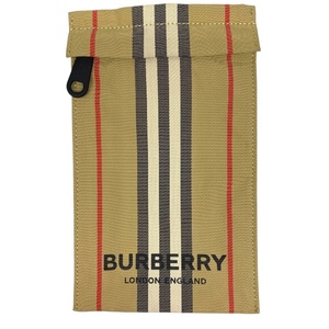 BURBERRY バーバリー ポーチ 小物入れ バッグチャーム チャーム ノバチェック ナイロン ロゴ ベージュ カラビナ付