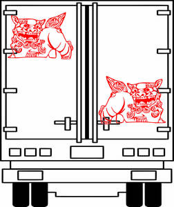 魔除け！狛犬ステッカー 獅子 ダンプ トラック トレーラー トラック野郎 アンドン デコトラ 工具箱 トラック アクセサリー 建設機械 E60