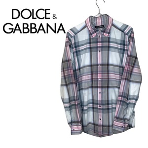 ★ドルチェアンドガッバーナ DOLCE&GABBANA★メンズ チェック柄 長袖 シャツ ワイシャツ カジュアルシャツ size 39 管:C:01