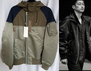 sacai サカイ 21SS Nylon Twill Outdoor Blouson ナイロンツイル アウトドア ブルゾン ジャケット ドッキング MA-1 3 カーキ 21-02533M