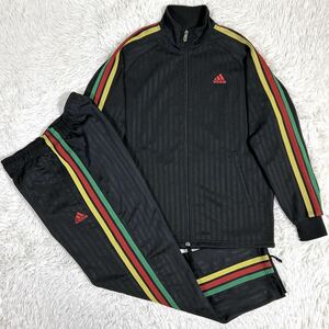 adidas アディダス ラスタカラー セットアップ ジャージ トラックジャケット パンツ 上下 黄 赤 緑 Lサイズ メンズ