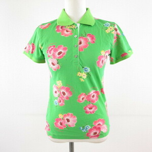 サマンサタバサ Samantha Thavasa UNDER25 ゴルフウェア ポロシャツ 半袖 花柄 緑 M *T275 レディース