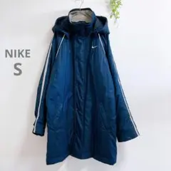 2143✨ナイキ NIKE ベンチコート ネイビー S 中綿 フード スポーツ