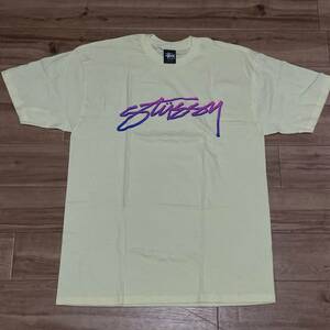 【M】 USA正規品 Stussy ステューシー 半袖 Dots ドット ヴィンテージロゴ Tシャツ クリームイエロー 西海岸 ラグナビーチ 綿100% (56)