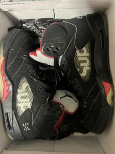 Supreme NIKE AIR JORDAN 5 RETRO BLACK 824371-001 付属品全て有