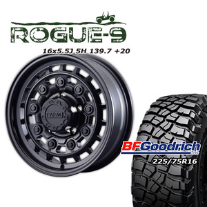 FARM ROGUE-9 マットブラック 16×5.5J/5H +20 BFグッドリッチ Mud-Terrain T/A KM3 225/75R16 4本セット