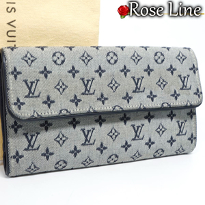 【美品】Louis Vuitton モノグラムミニ ブルー インターナショナル 長財布 青 小銭入れ 札入れ MONOGRAM メンズレディース M92242