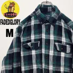 usa古着 FADEDGLORY ネルシャツ　M グリーン　ネイビー　チェック