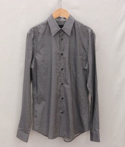 【中古美品】PRADA 19SS プラダ ドレスシャツ 長袖 サイズ37 14 1/2 175/92A グレー メンズ 綿 コットン100% イタリア製 【漂亮】