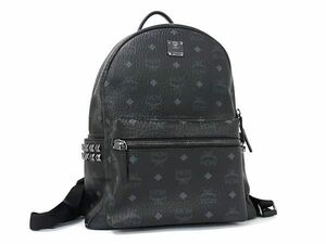 1円 ■極美品■ MCM エムシーエム モノグラム ヴィセトス柄 レザー リュックサック バックパック デイパック ブラック系 FA9623