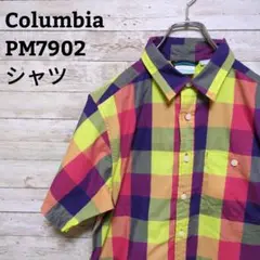 【759】Columbiaコロンビアチェックシャツ半袖オムニウィック