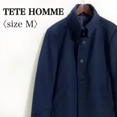 TETE HOMME テットオム◎スタンドカラー ステンカラーコート Mネイビー