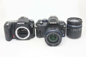 【デジタル一眼レフカメラ2点まとめ売り】OLYMPUS E-420 ダブルズームキット＋PENTAX K100D ボディ #3345-239