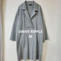 SHINY RIPPLE グレー ニット ロングカーディガン ダブルボタン