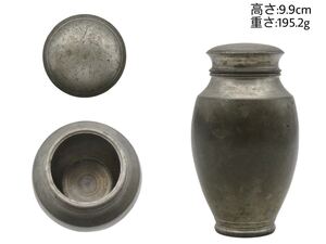 GY-287 骨董品 錫製 茶器 錫器 茶道具 金属工芸 時代物 煎茶 茶入れ 茶叶罐 重さ:195.2g