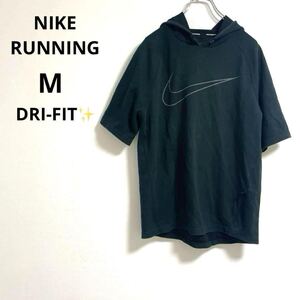 NIKE ナイキ ランニング ドライフィット 半袖 プルオーバー ビッグロゴ パーカー