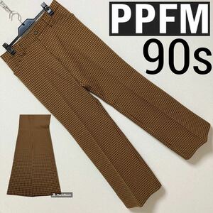 90s■PPFM ペイトンプレイス■ミックスチェック ワイドフレアー パンツ M