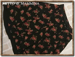 美品！！☆NETTO di MAMMINA　ネットディマミーナ　リボン付きバラ柄スカート　黒☆