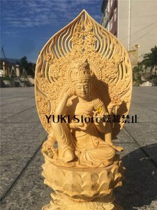 仏像 如意輪 観音菩薩座像（一面六臂）高級木彫り厄除け 開運 守護 繁盛 ご利益 総高30cm