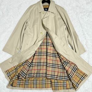 近年モデル バーバリー ロンドン Burberry London ステンカラーコート ノバチェック ベージュ バルマカーンコート ロング丈 Lサイズ