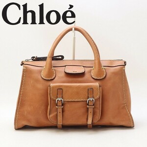 ◆Chloe クロエ Edith エディス レザー レザー トート ハンド バッグ キャメル