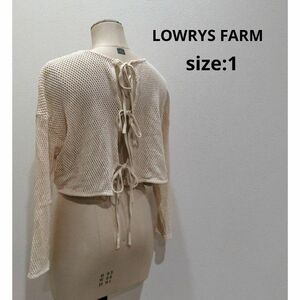 LOWRYS FARM メッシュ リボン トップス ショート丈 アイボリー 1