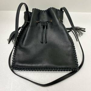 YVES SAINT LAURENT ショルダーバッグ ブラック 巾着 イブサンローラン YSL ブランド バッグ レディース 黒系 中古品