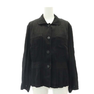 ダナキャランニューヨーク DKNY 裾プリーツ シアージャケット シングル 12 黒 ブラック /HK ■OS ■SH レディース