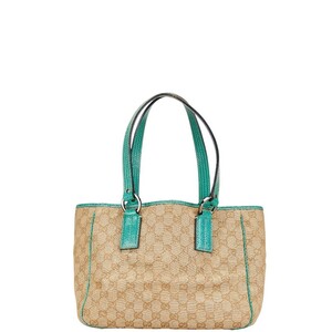 グッチ GGキャンバス ハンドバッグ 113019 ベージュ グリーン キャンバス レザー レディース GUCCI 【中古】