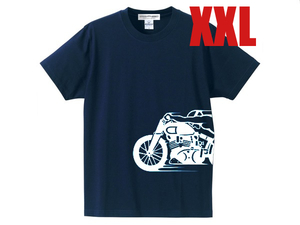 スピードアディクト サイドプリント T-shirt NAVY XXL/ネイビーtシャツtee大きめサイズビッグサイズ超特大ゆったりアメリカンバイクウエア