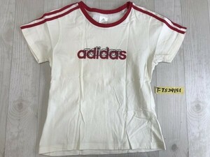 ADIDAS アディダス レディース ロゴプリント 3ストライプ 半袖Tシャツ M 白赤